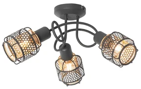Plafoniera de design neagra cu auriu 3 lumini - Noud