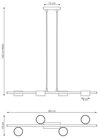 Lustră pe cablu SORA 4xGX53/12W/230V negru
