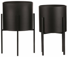 Set suporturi din metal pentru flori Interier, negru, 2 buc.