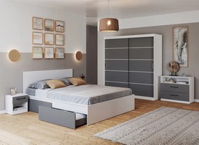 Set mobila dormitor gri cu alb - Pablo - Configuratia 1