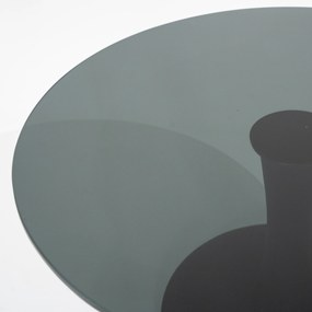 Masuta de cafea rotunda din lemn de mango si sticla Boogie 55x55x40 cm neagra