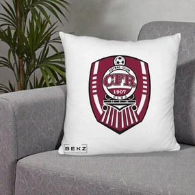 Perna Personalizata CFR Cluj Fotbal Club 1907, 40x40 cm, Alb Pufos, Husa Detasabila, Perna Inclusa, BEKZ®