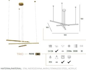 Lustra LED dimabila design modern TRIO 3 auriu periat