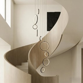 Lampă suspendată de design neagră cu 9 lumini, incluzând LED cu dimmer în 3 trepte - Vide Anella