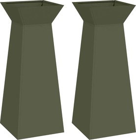 vidaXL Vază pe pilon 2 pcs Oliv 40 x 40 x 100 cm
