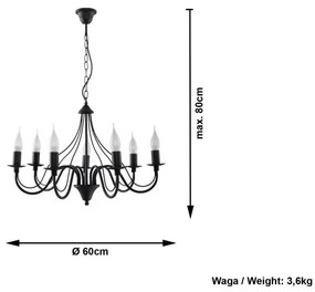 Lustră Nice Lamps Floriano 7, negru