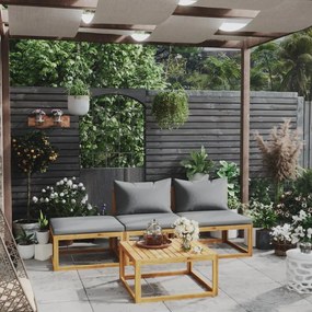 vidaXL Set mobilier de grădină cu perne, 4 piese, lemn masiv de acacia