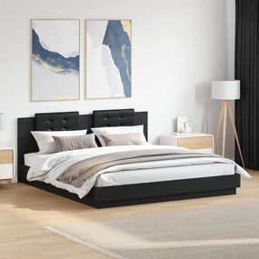 vidaXL Cadru de pat cu tăblie, negru, 160x200 cm, lemn prelucrat
