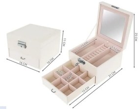 Cutie de bijuterii cu sistem de închidere cu cheie, 8897 Alb