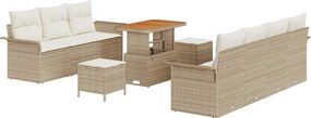 vidaXL Set de canapele pentru grădină cu pernă 10 pcs Bej și crem