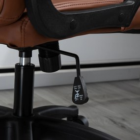 Vinsetto Scaun de birou ergonomic cu 2 Puncte pentru Masaj, Port USB, Piele Ecologică, Maro, 59x63x92-101cm | Aosom Romania