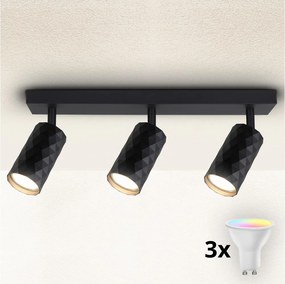 Brilagi - Spot LED RGBW dimmabil SELE DIAMANT 3xGU10/6W/230V Wi-Fi negru