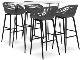 vidaXL Set mobilier de bar, 5 piese, alb și gri