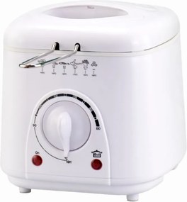 Friteuza Elite EDFF-1288W, 950 W, 1 L, Pana la 190°C, Capac transparent, Alb