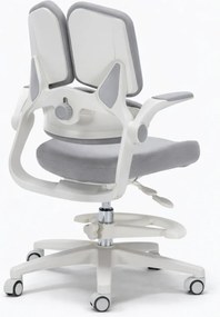 RESIGILAT- ErgoMotion Junior – Scaun Ergonomic pentru copii, Reglaje Multiple, Ajustare Personalizată, Adaptabil pe măsura creșterii, Suport Lombar 3 Zone, Roți Blocabile, Gri