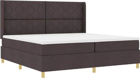 vidaXL Pat cu arcuri cu saltea cu led Maro 200 x 200 cm țesătură