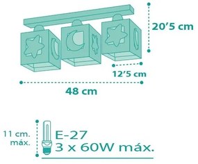 Dalber D-63233NH - Plafonieră copii MOONLIGHT 3xE27/60W/230V