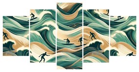 Tablou 5-piese valuri de mare și surfing