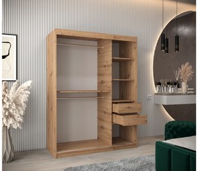 Dulap de haine 150 cm Toki 1 (stejar artisan + negru mat). 1064910