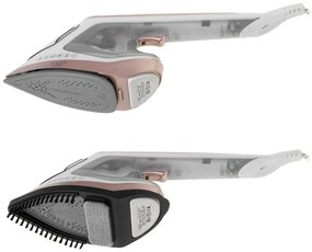 Fier de calcat cu aburi 2in1 Adler AD 5044, 1800W, 180ml, 25g/min, Placă ceramica, Afisaj LED, Calcare verticala si orizontală, Alb/Galben