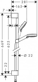 Set de dus, Hansgrohe Crometta Vario Unica, cu para 2 tipuri de jet, furtun si bara 65cm, crom, 26532400