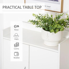 Dulap Pantofar Economie de spatiu din Lemn Alb cu Compartiment deschis, Dulap Pantofar Design pentru Intrare, 60x30x92cm HOMCOM | Aosom RO