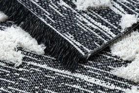 Covor ECO SISAL BOHO MOROC Etno Zig zag 22319 franjuri - două niveluri de lână gri / cremă, covor reciclat
