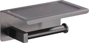 Suport hartie igienica Balneo Qube cu raft Gun Metal mat