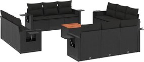 vidaXL Set mobilier de grădină cu perne, 13 piese, negru, poliratan