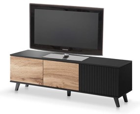 Comoda TV Random RTV1 stejar wotan/negru - L150 x A40 x h47 cm