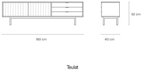 Comodă TV gri/în culoare naturală cu aspect de lemn de stejar 180x52 cm Sierra – Teulat