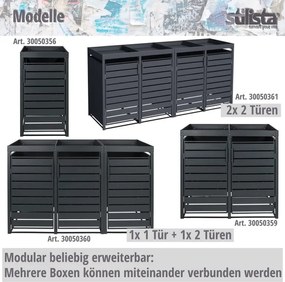 Dulap exterior STILISTA pentru 4 pubele, cu acoperiș pentru