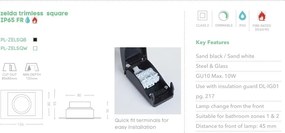Spot incastrabil rezistent foc protectie IP65 Zelda Trimless Square negru
