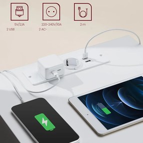 Noptiere cu funcție de încărcare ZION, 35x40x59 cm, alb Vasagle