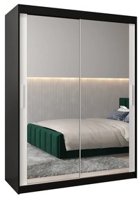 Dulap de haine 150 cm Toki 3 (negru mat + alb mat). 1065073