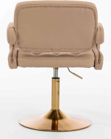 HR8403N Scaun Caramel Piele Ecologica Premium Soft cu Bază Aurie