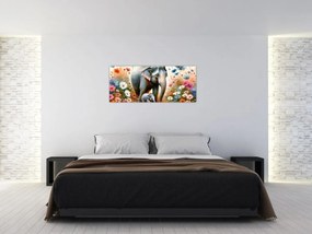 Tablou - Mama elefant, acuarelă (120x50 cm)