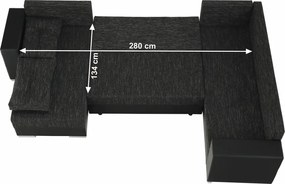 Colţar reversibil, negru/negru spicat, STILA