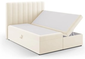 Pat boxspring bej cu spațiu de depozitare 160x200 cm Gina – Milo Casa