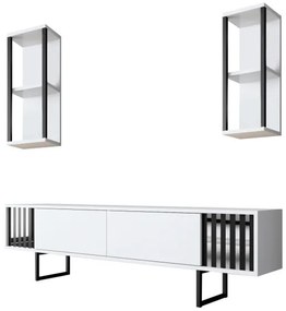 Set de mobilier pentru living Chrome, Alb- Negru