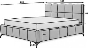 Pat tapitat cu somiera si lada depozitare, 160x200 cm, ELTAP, BE-MIS-101GO, Mist, lemn/poliester, roz deschis