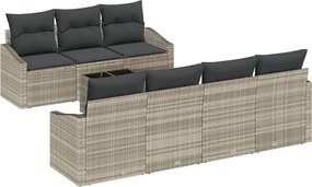 vidaXL Set de canapea cu pernă cu pernă 8 pcs Gri deschis poliratan