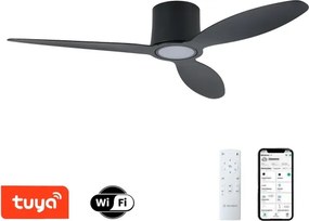 ZEVENTI - Ventilator de tavan LED VENTORA, 24W, 230V, Wi‑Fi Tuya, negru + telecomandă