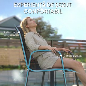 Outsunny Set de 4 Scaune Outsunny de Grădină Empilabile cu Spătar Înalt pentru Exterior | Aosom Romania