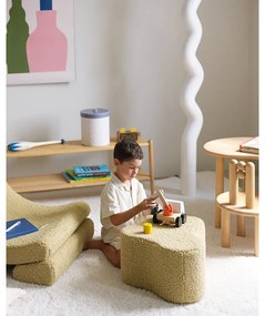 Puf de copii verde cu tapițerie din țesătură bouclé Cloud – Wigiwama