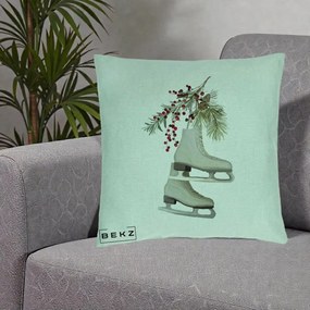 Perna Decorativa Patine cu Ramuri de Brad si Afine, 40x40 cm, Verde Menta, Husa Detasabila, Perna Inclusa, BEKZ®