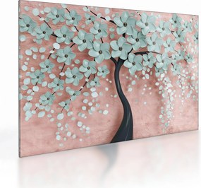 Tablou pe sticlă - Flori albastre în pastel (70x50 cm)