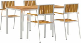 vidaXL Set dining pentru exterior 5 pcs Maro Lemn Solid de Acacia