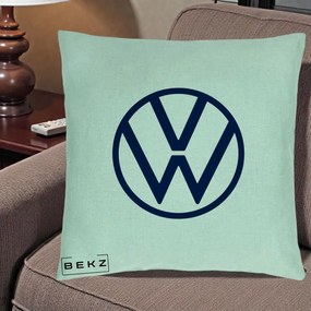 Perna Personalizata cu emblema Volkswagen, 40x40 cm, Verde Menta, Husa Detasabila, Perna Inclusa, BEKZ®