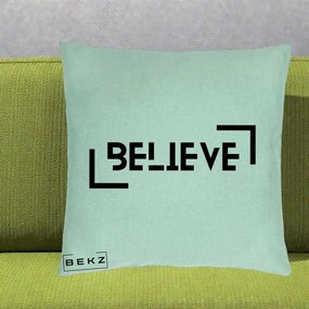Perna Decorativa Believe Minimalist, 40x40 cm, Verde Menta, Husa Detasabila, Perna Inclusa, BEKZ®